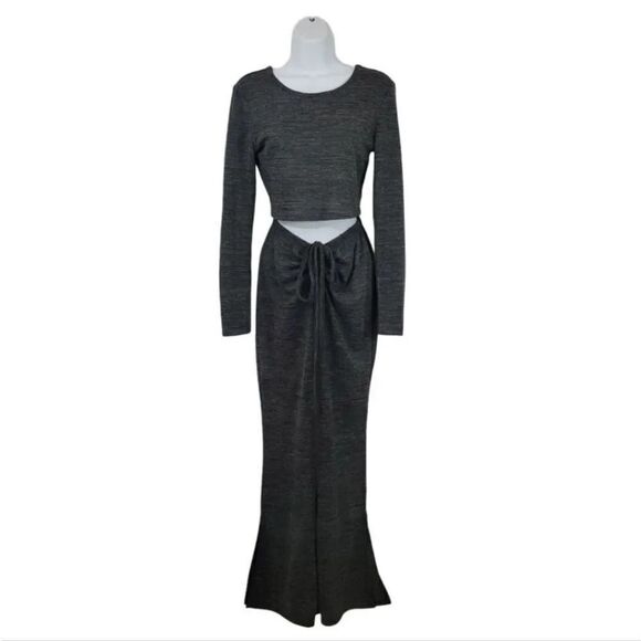 Almost Famous 2 PC Jersey Knit Crop Top and Ruched Flare Pants Size Small - Picture 3 of 9